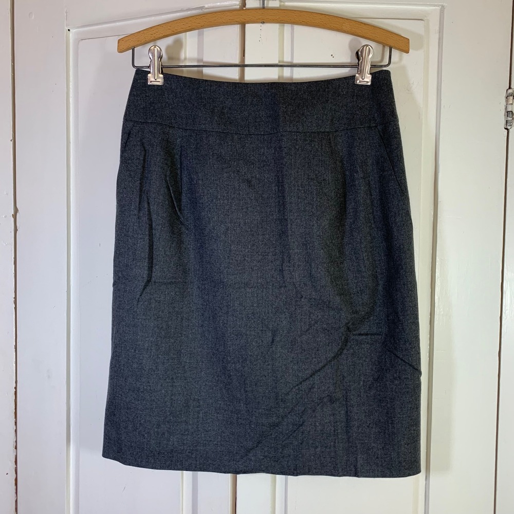 Talbots Petites Heritage Italian Wool‎ Blend Skirt Gray Size 2 Stretch Academia